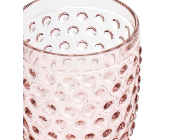 Martha Stewart 6 Piece 14.2 Ounce Clear Glass Hobnail Goblet Drinkware Set in Pink
