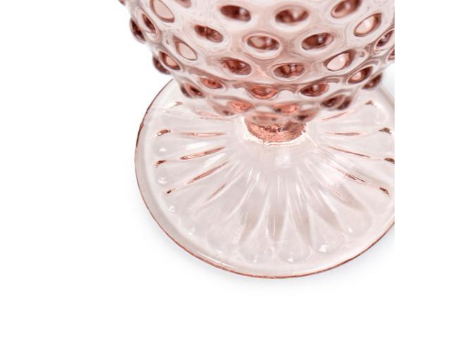 Martha Stewart 6 Piece 14.2 Ounce Clear Glass Hobnail Goblet Drinkware Set in Pink