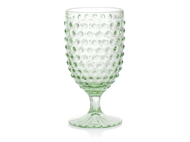 Martha Stewart 6 Piece 14.2 Ounce Clear Glass Hobnail Goblet Drinkware Set in Green