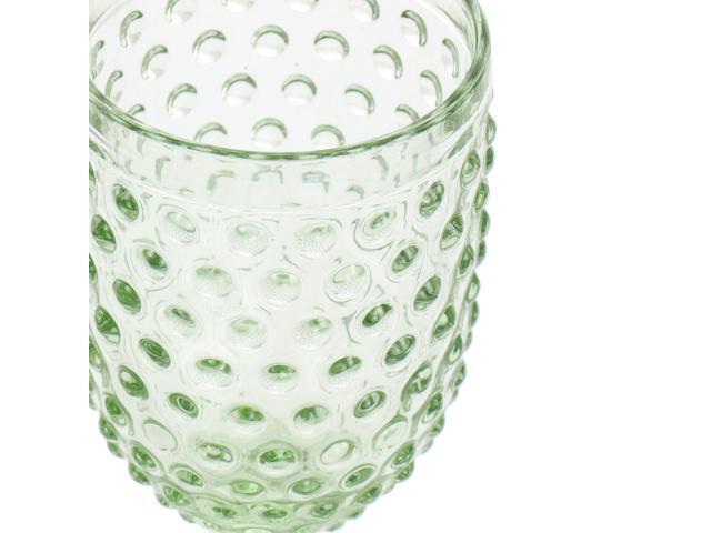 Martha Stewart 6 Piece 14.2 Ounce Clear Glass Hobnail Goblet Drinkware Set in Green