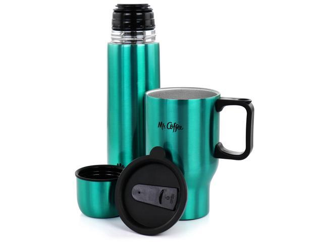 Mr. Coffee Javelin 2 Piece Thermal Bottle and Travel Mug Set in Emerald Green