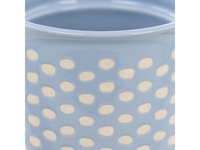 Mr. Coffee Coupleton Dot 4 Piece 15 Ounce Stoneware and Stainless Steel Travel Mug Set with Lid in Blue