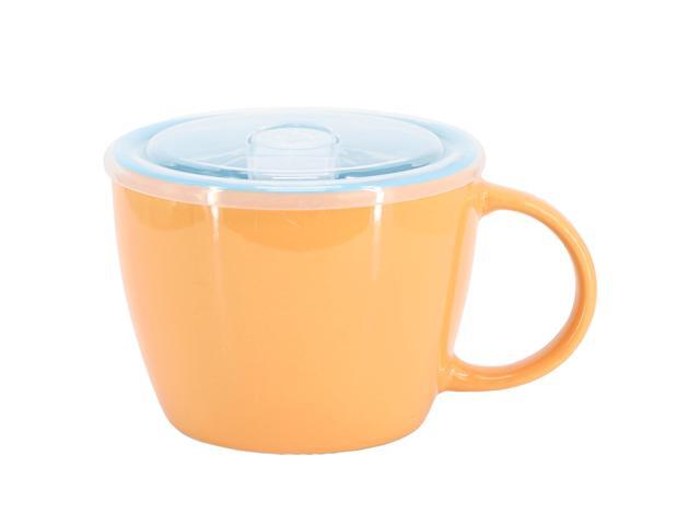 Gibson Home On The Go 4 Piece 25 Ounce Stoneware Soup Cup Set with Lid in Peach