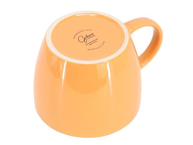 Gibson Home On The Go 4 Piece 25 Ounce Stoneware Soup Cup Set with Lid in Peach
