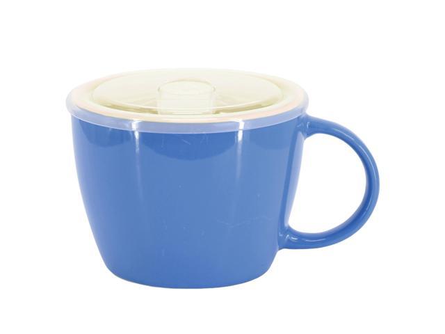 Gibson Home On The Go 4 Piece 25 Ounce Stoneware Soup Cup Set with Lid in Blue