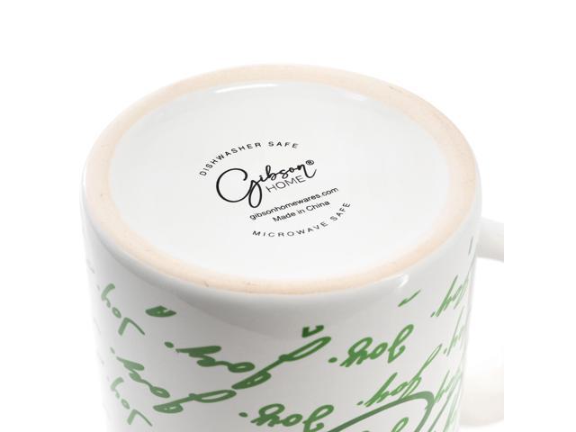 Gibson Home Inspirational Words Joy 4 Piece 16 Ounce Stoneware Mug Set in Green