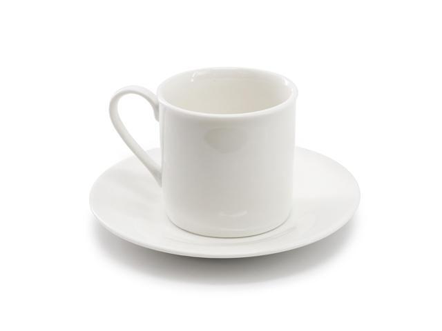 Elama Aspin 12 Piece 2.5 Ounce Porcelain Espresso Cup Set in White with Saucers