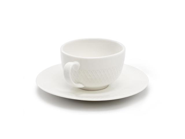 Elama Luna 12 Piece 3 Ounce Porcelain Espresso Cup Set in White with Saucers