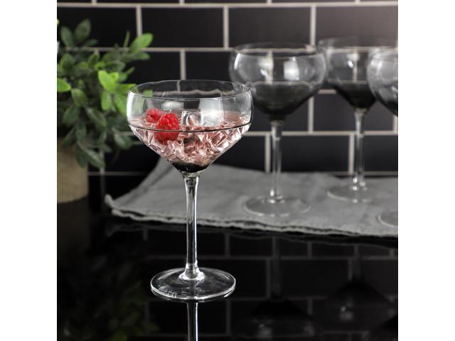 Sur La Table Cambron 4 Piece 12.2oz Optic Handmade Coupe Glass Set in Smoke Black