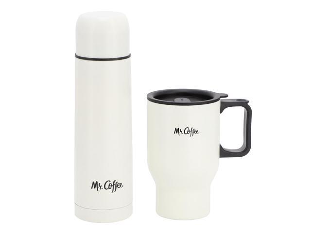 Mr. Coffee Javelin 2 Piece Thermal Bottle and Travel Mug Set in White