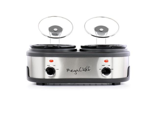 MegaChef Dual 1.5 Quart Crock Buffet Slow Cooker