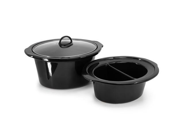 MegaChef 5.6Liter + 2.5 Liter Split Stainless Steel Electric Slow Cooker in SIlver