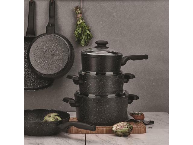 Korkmaz Ornella 2 Piece 2 Liter Quart Aluminum Nonstick Saucepan with Lid