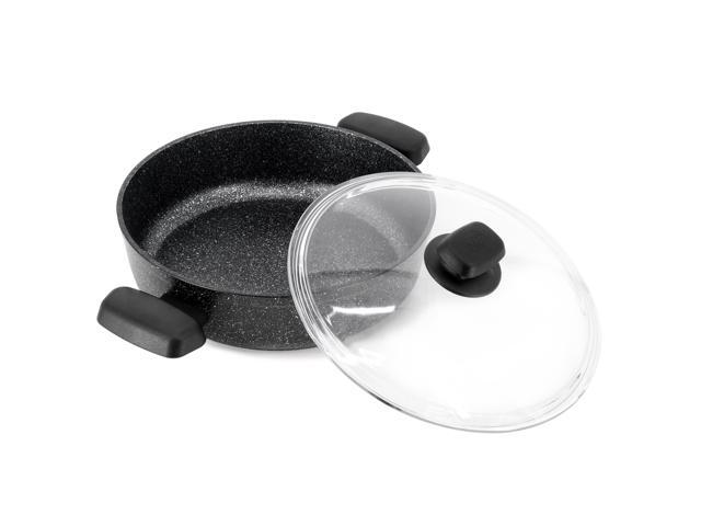Korkmaz Ornella Non Stick 9.5 Inch 2.5 Liter Low Casserole with Lid in Black