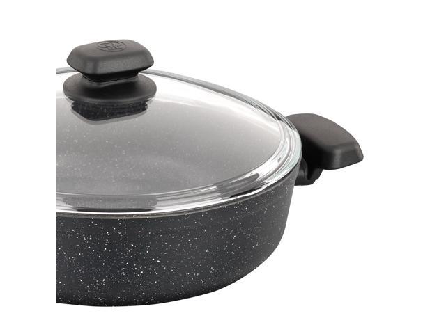 Korkmaz Ornella Non Stick 9.5 Inch 2.5 Liter Low Casserole with Lid in Black