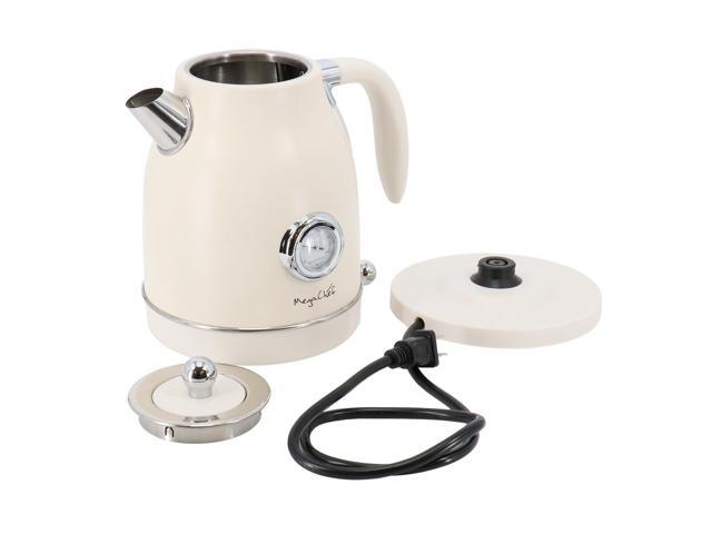 MegaChef 1.7 Quart Electric Tea Kettle and 2 Slice Toaster Combo in Matte Cream (Cream)