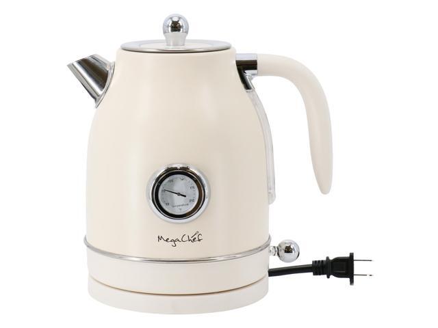 MegaChef 1.7 Quart Electric Tea Kettle and 2 Slice Toaster Combo in Matte Cream (Cream)