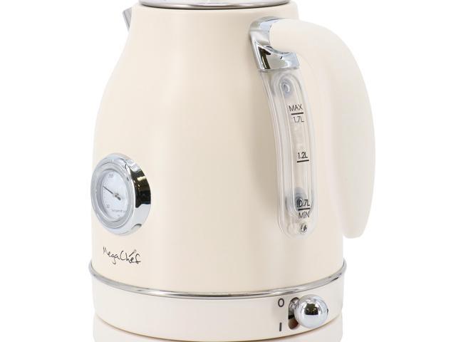 MegaChef 1.7 Quart Electric Tea Kettle and 2 Slice Toaster Combo in Matte Cream (Cream)
