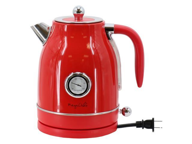 MegaChef 1.7 Liter Electric Tea Kettle and 2 Slice Toaster Combo in Red