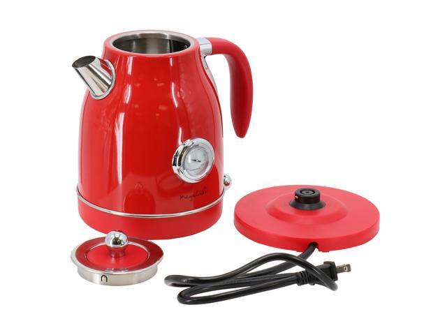 MegaChef 1.7 Liter Electric Tea Kettle and 2 Slice Toaster Combo in Red