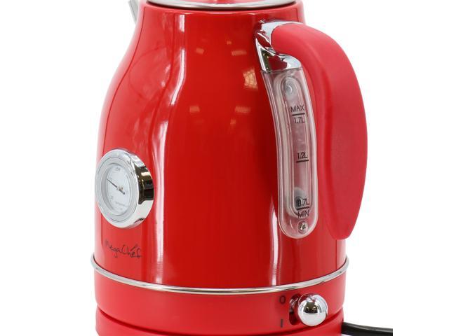 MegaChef 1.7 Liter Electric Tea Kettle and 2 Slice Toaster Combo in Red