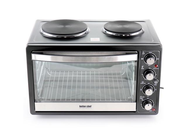 Better Chef Chef Central XL Toaster Oven and Broiler with Dual Solid Element Burners in Black