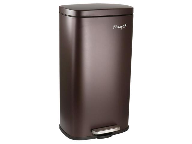 Elama 3 Piece 30 Liter and 5 Liter Stainless Steel Step Trash Bin Combo Set with Slow Close Mechanism in Matte Bronze