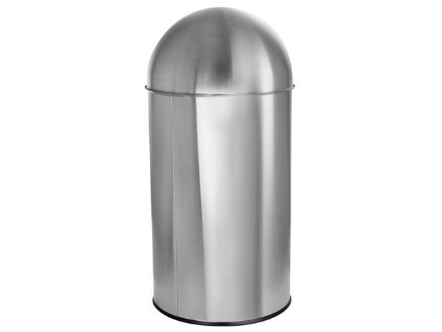 Elama 50 Liter Large 13 Gallon Push Lid Stainless Steel Cylindrical Home and Kitchen Trash Bin in Matte Silver