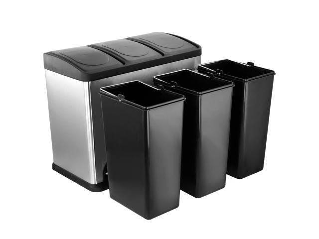Elama 3 Section 15 Liter/4 Gallon Each Section Trash and Recycling Step Bin