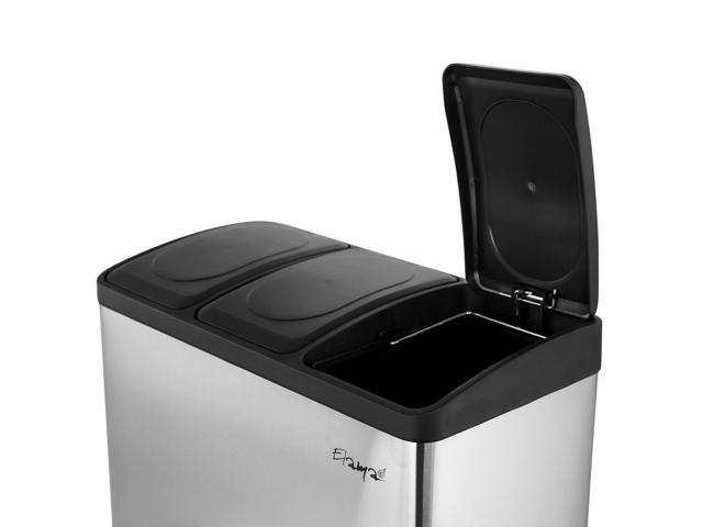 Elama 3 Section 15 Liter/4 Gallon Each Section Trash and Recycling Step Bin