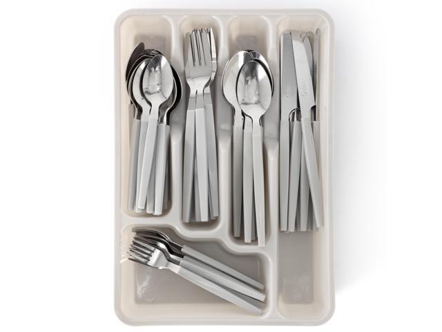 Gibson Home Edzelle 48 Piece Stainless Steel Flatware Set in Gray with Plastic Tray