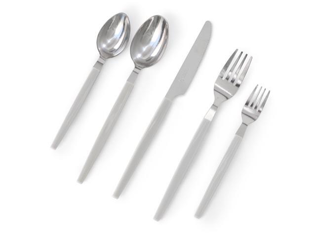 Gibson Home Edzelle 48 Piece Stainless Steel Flatware Set in Gray with Plastic Tray