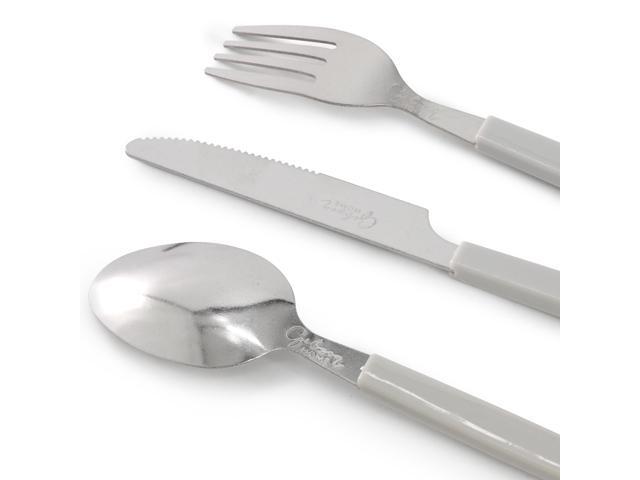 Gibson Home Edzelle 48 Piece Stainless Steel Flatware Set in Gray with Plastic Tray