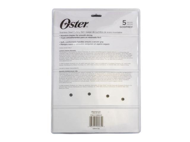 Oster Godfrey 5 Piece Stainless Steel Black Cutlery Set with Wood Print Handles