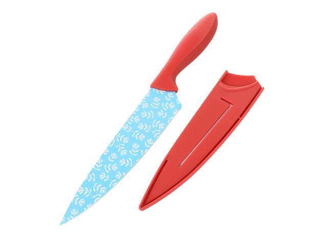 Gibson Home Village Vines 3 Piece Cutting Board and Knife Set in Red and Blue