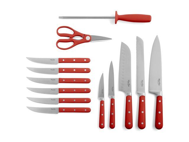 Martha Stewart Everyday Eastwalk 14 Piece Stainless Steel Cutlery Block Set in Red