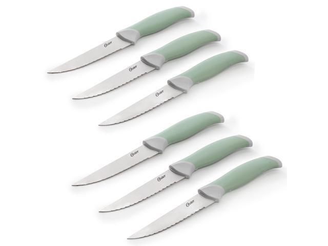 Oster Lindbergh 14 Piece Stainless Steel Cutlery Set in Green with Soft Grip Handles