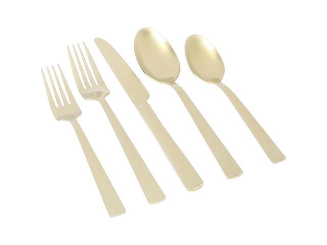 Gibson Elite Earlston 20 Piece Stainless Steel Flatware Set in Champagne Gold