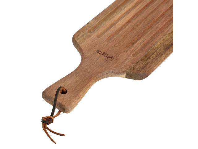 Gibson Elite 2 Piece Acacia Wood Serving Board and Bread Knife Set in Brown