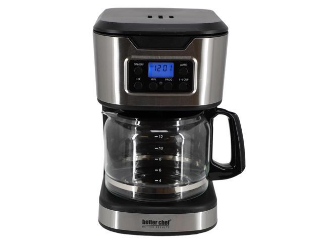 Better Chef 12-Cup Programmable Coffee Maker in Black with Stainless Steel Accents