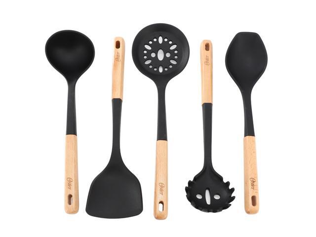 Oster Marion 5 Piece Silicone and Wood Kitchen Tool Set in Black