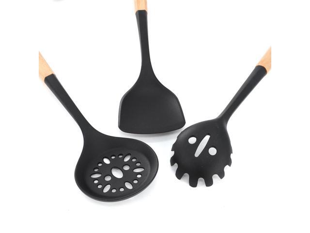 Oster Marion 5 Piece Silicone and Wood Kitchen Tool Set in Black