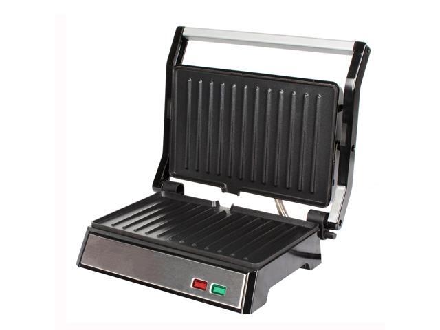 MegaChef Electric Dual Plate Non-Stick Panini Grill Contact Press with Drip Tray