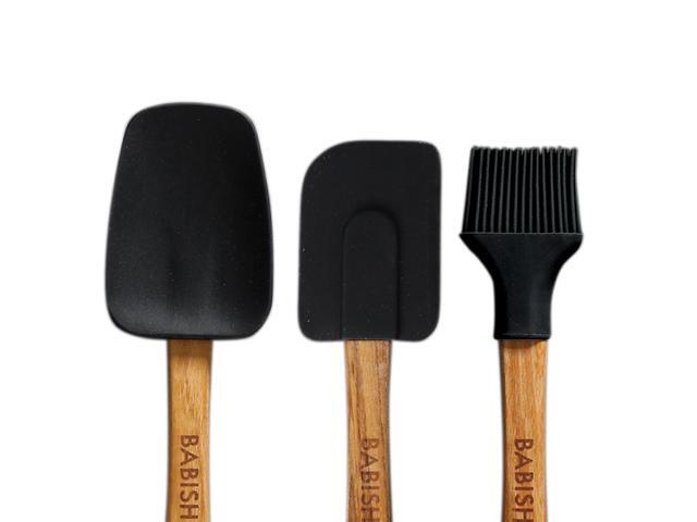 Babish 5 Piece Wood and Silicone Essential Kitchen Tool Set in Brown