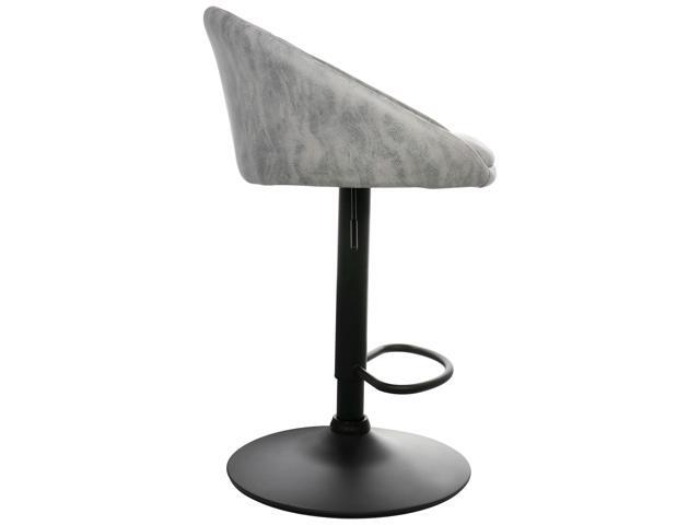 Elama 2 Piece Cloth Adjustable Bar Stool Set in Gray with Black Base