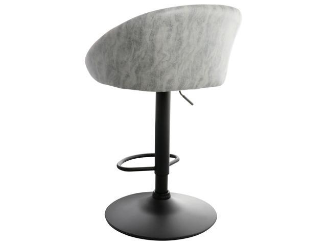 Elama 2 Piece Cloth Adjustable Bar Stool Set in Gray with Black Base