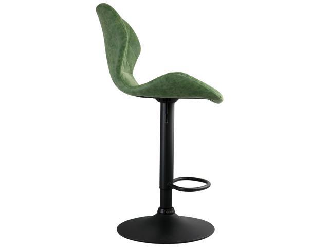 Elama Vintage Faux Leather Adjustable Bar Stool in Green with Black Base