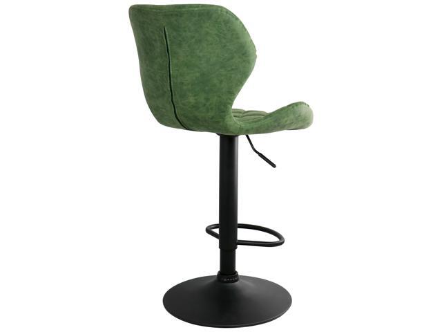 Elama Vintage Faux Leather Adjustable Bar Stool in Green with Black Base