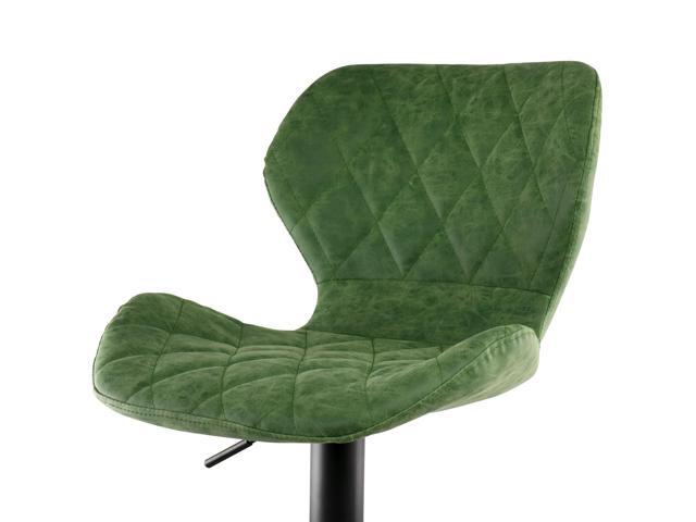Elama Vintage Faux Leather Adjustable Bar Stool in Green with Black Base