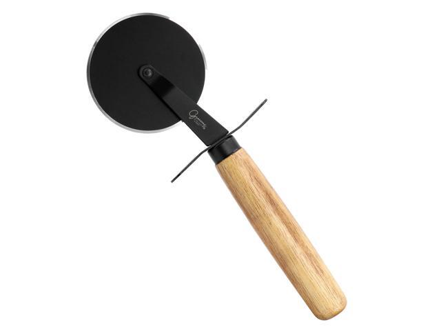 Gibson Elite 2 Piece Acacia Wood Serving Board and Pizza Cutter Set in Brown